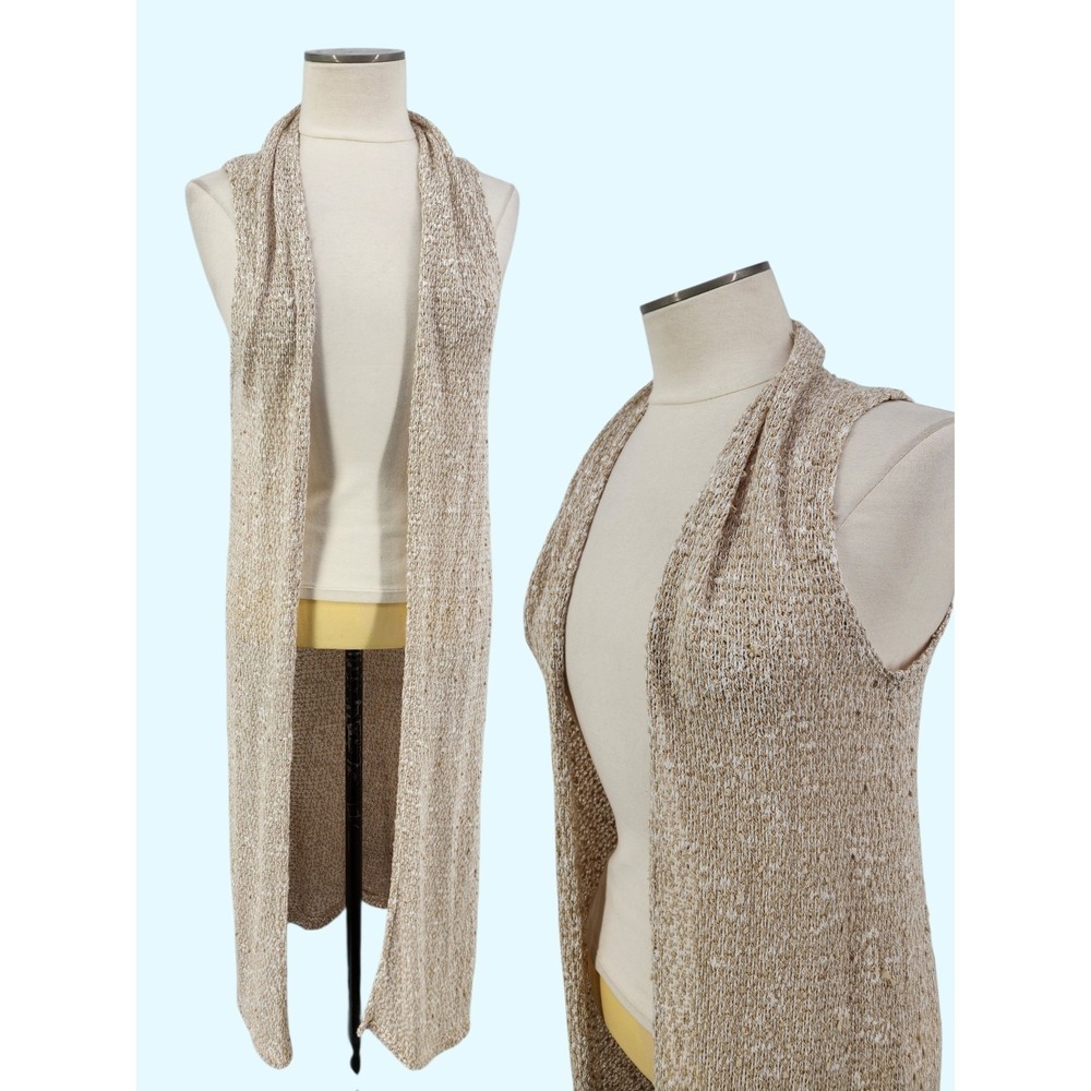 Country Cowgirl Coastal Duster Cardigan Festival Boho Open Nubby Knit Size Small